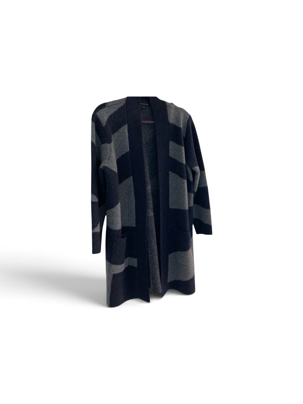 GAP Open-Front Longline Cardigan - Black & Gray Stripe